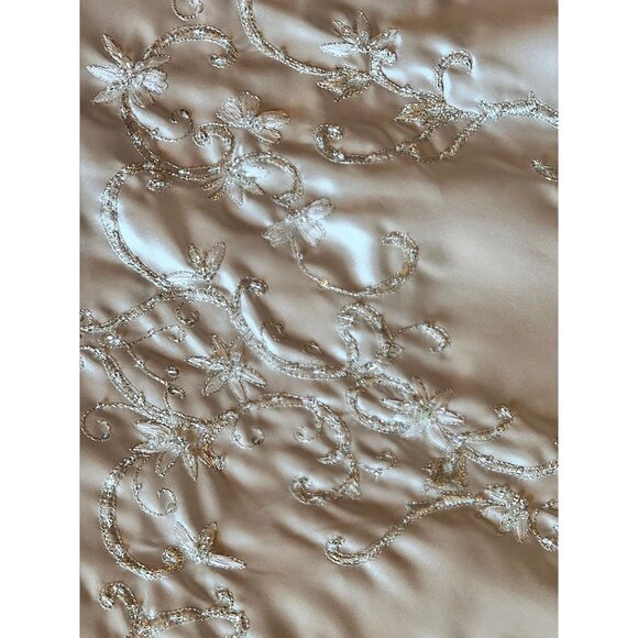 NWOT - Pearl Satin Halter Beaded Basque Waist Wedding Gown - Allure Bridal - Picture 12 of 12